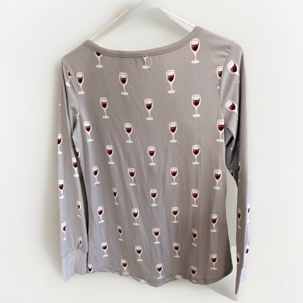 Jordann Jammies Women's Pajama Top M L Gray Red Wine Soft Pj Print Sleepwear - Picture 8 of 8